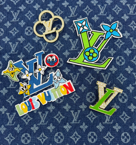 5PC DESIGNER “LV” FABRIC/PATCH/CHARM SET