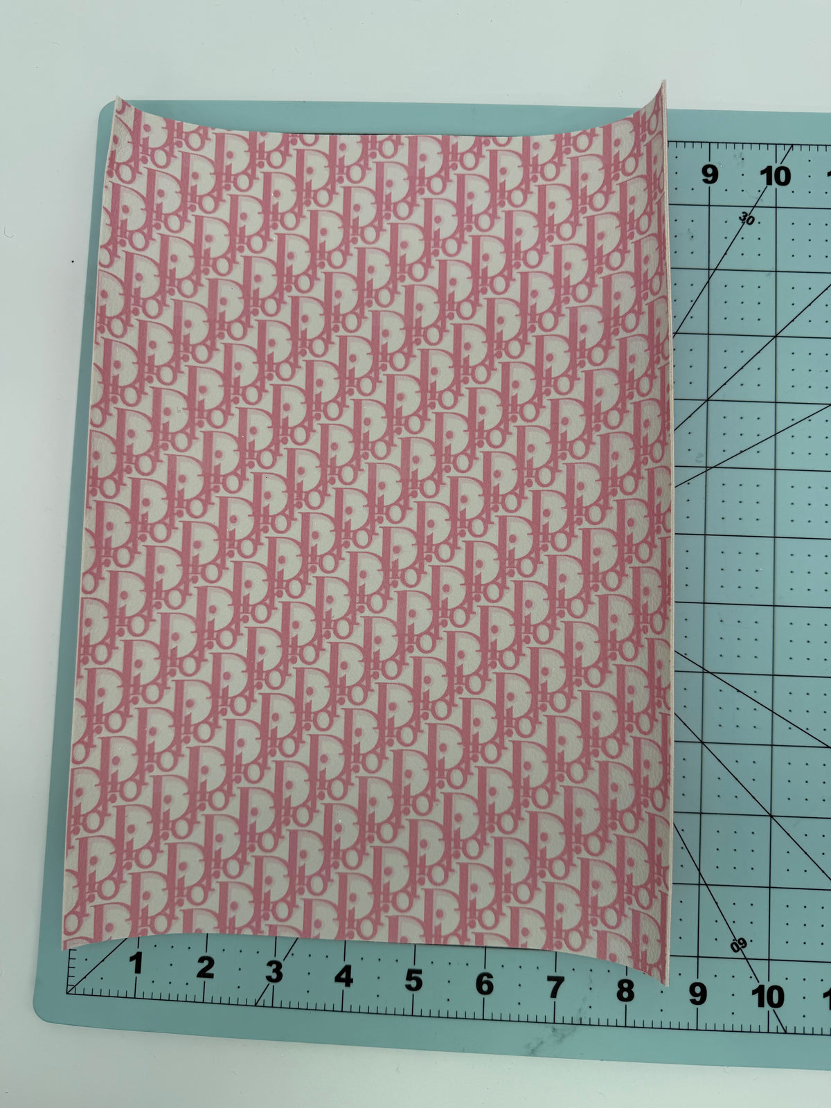 “DIOR” PINK/WHT Faux leather double-sided fabric sheet