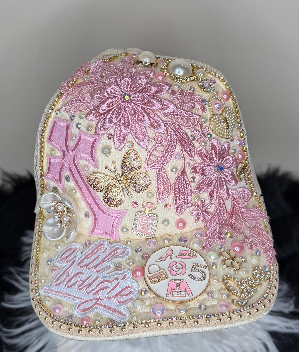 STRAWBERRIES AND CREAM “A LIL BOUGIE” TRUCKER HAT