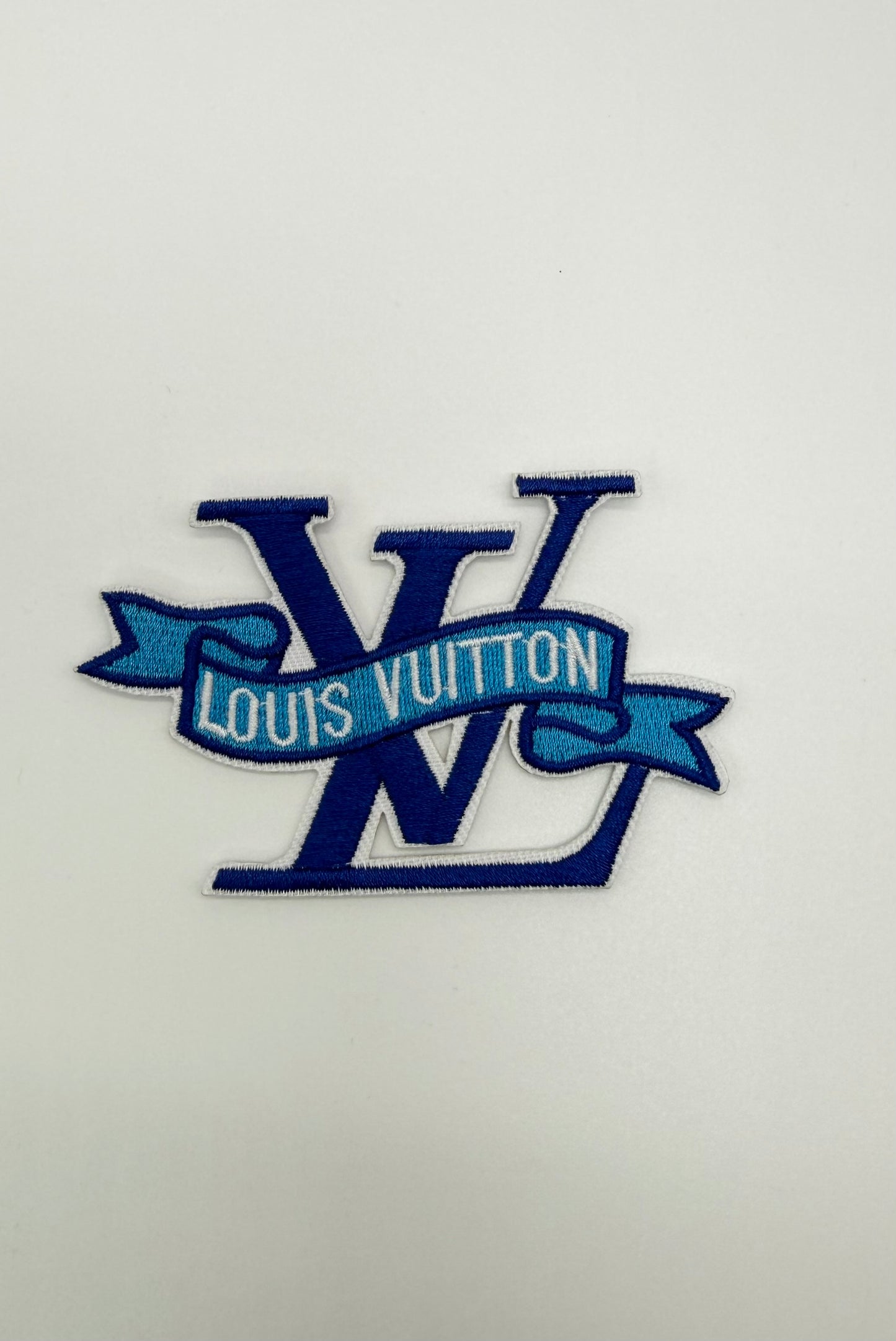 5PC DESIGNER “LV” LOGO DENIM FABRIC/PATCH/BROOCH SET