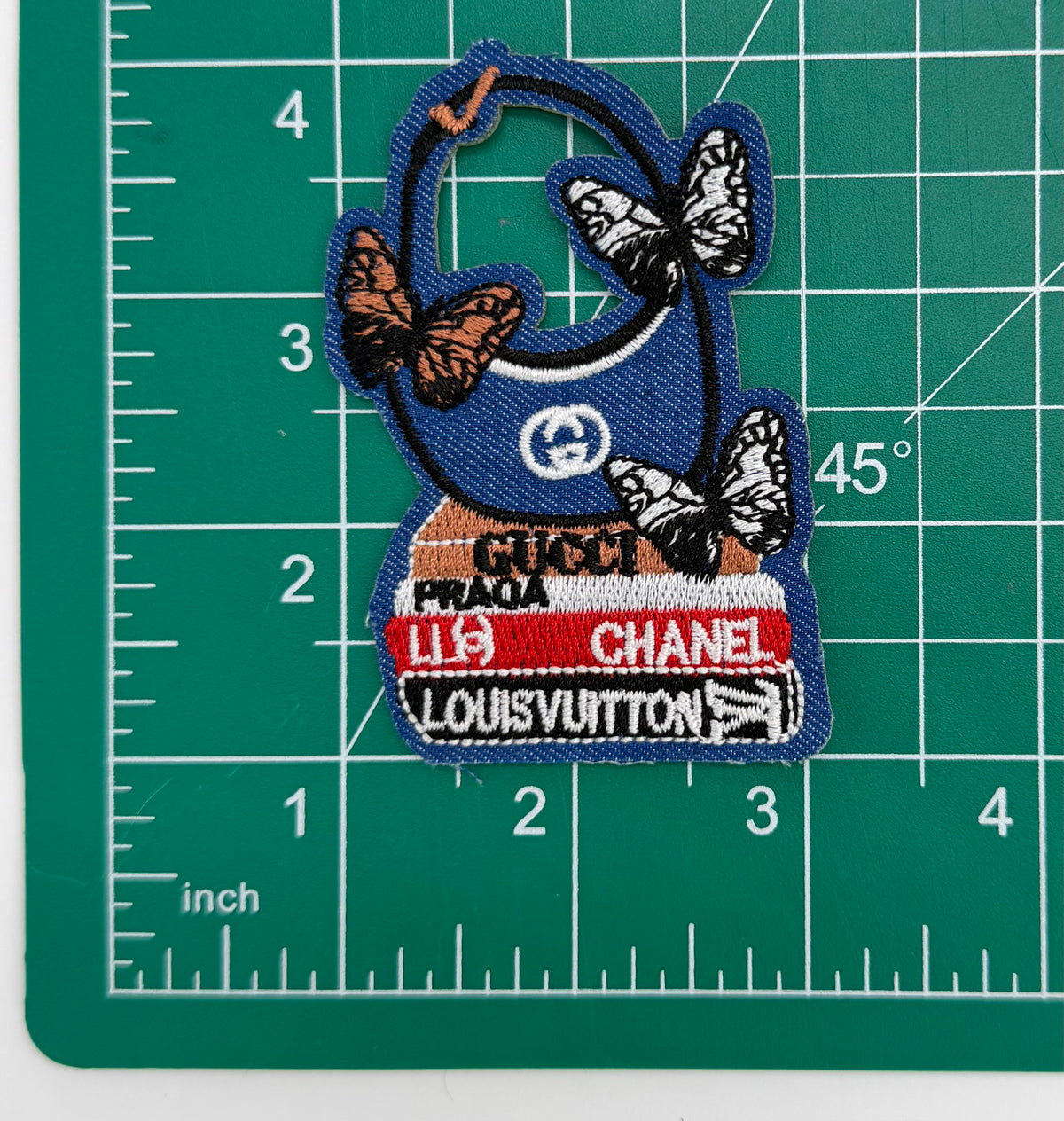 4PC DESIGNER “GUCCI” FABRIC/PATCH/CHARM SET