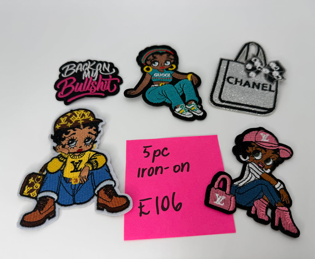 5pc Embroidered Iron-On Patch DESIGNER INSPIRED “ LV”, “GUCCI”Accessories & Apparel, E106