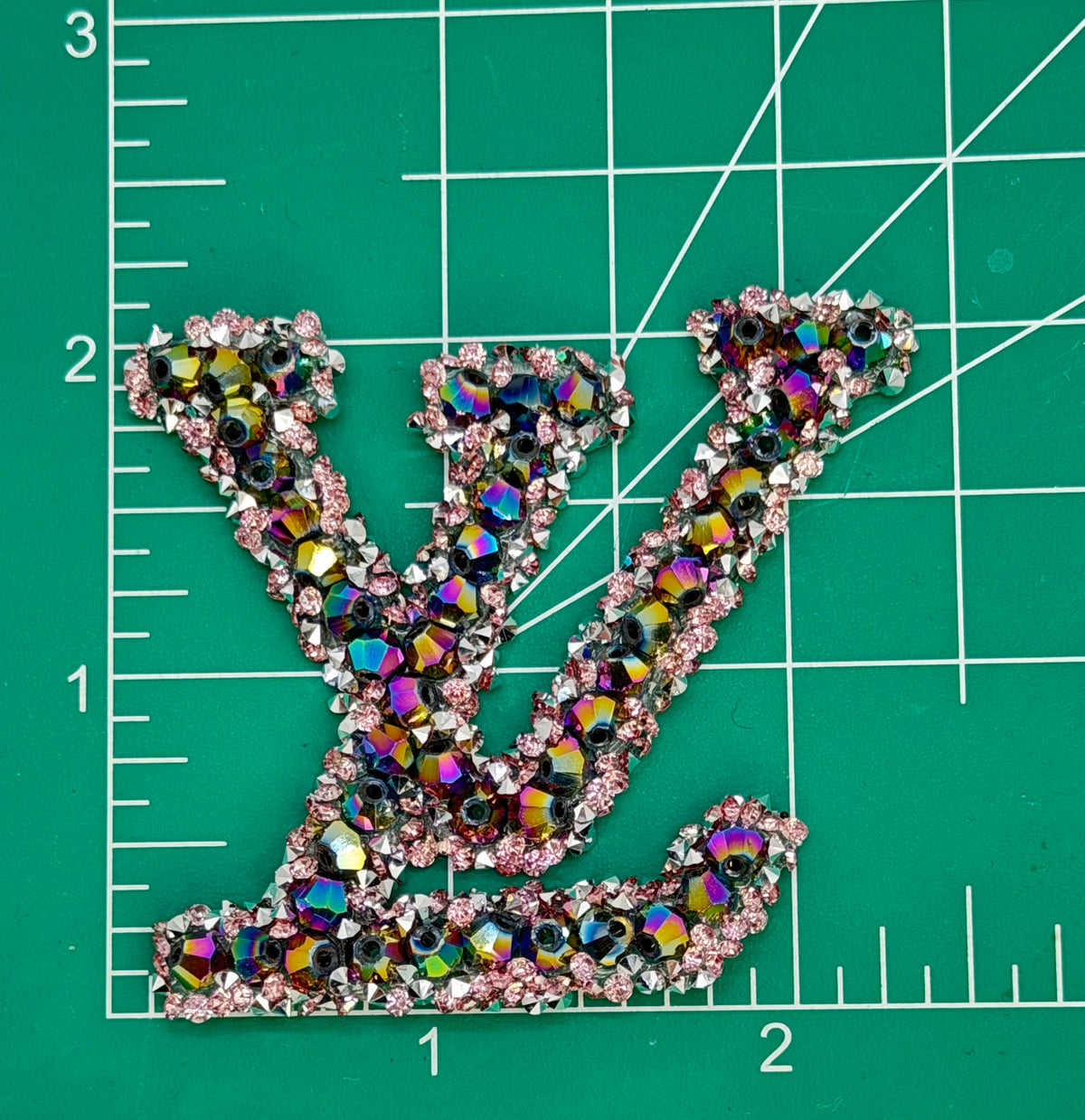 6PC “LV” FUCHSIA LADY PATCH/RHINESTONE PATCH SET