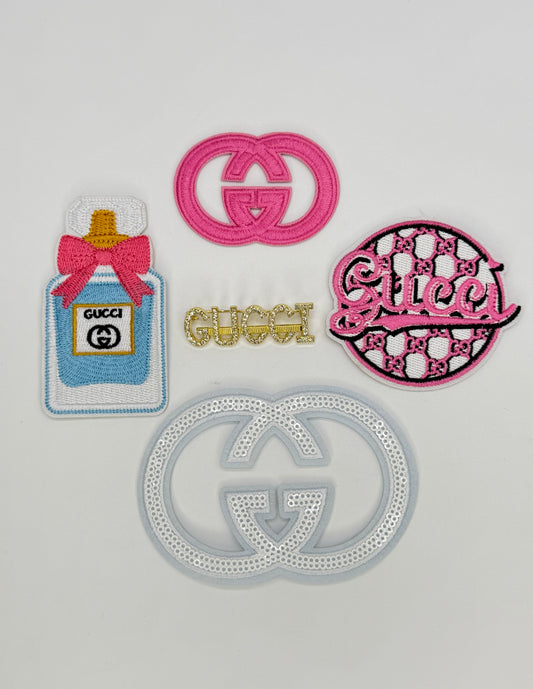 5PC “GUCCI” PERFUME BOTTLE PATCH/BROOCH SET