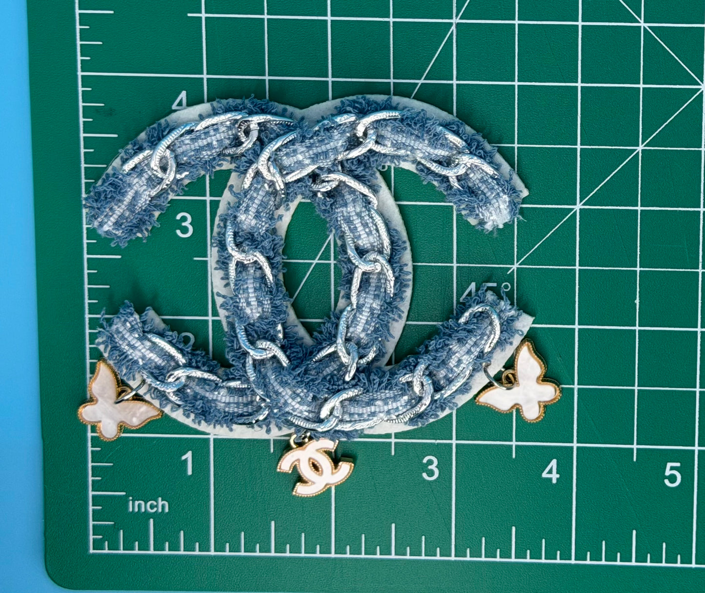 DOUBLE CC BLUE JEAN FELT BACK PATCH