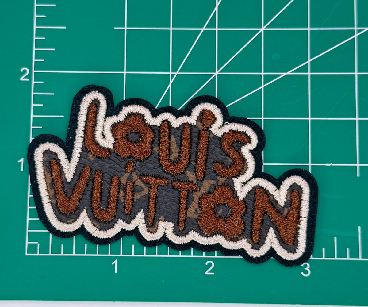 5PC PINK DESIGNER “LV” LOGO FABRIC/PATCH/BROOCH SET