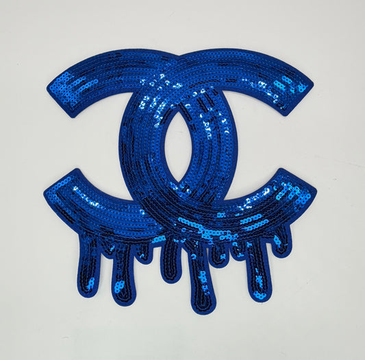 LARGE ROYAL BLUE “CHANEL” DRIP PATCHES
