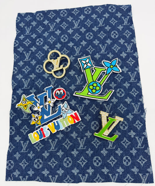 5PC DESIGNER “LV” FABRIC/PATCH/CHARM SET
