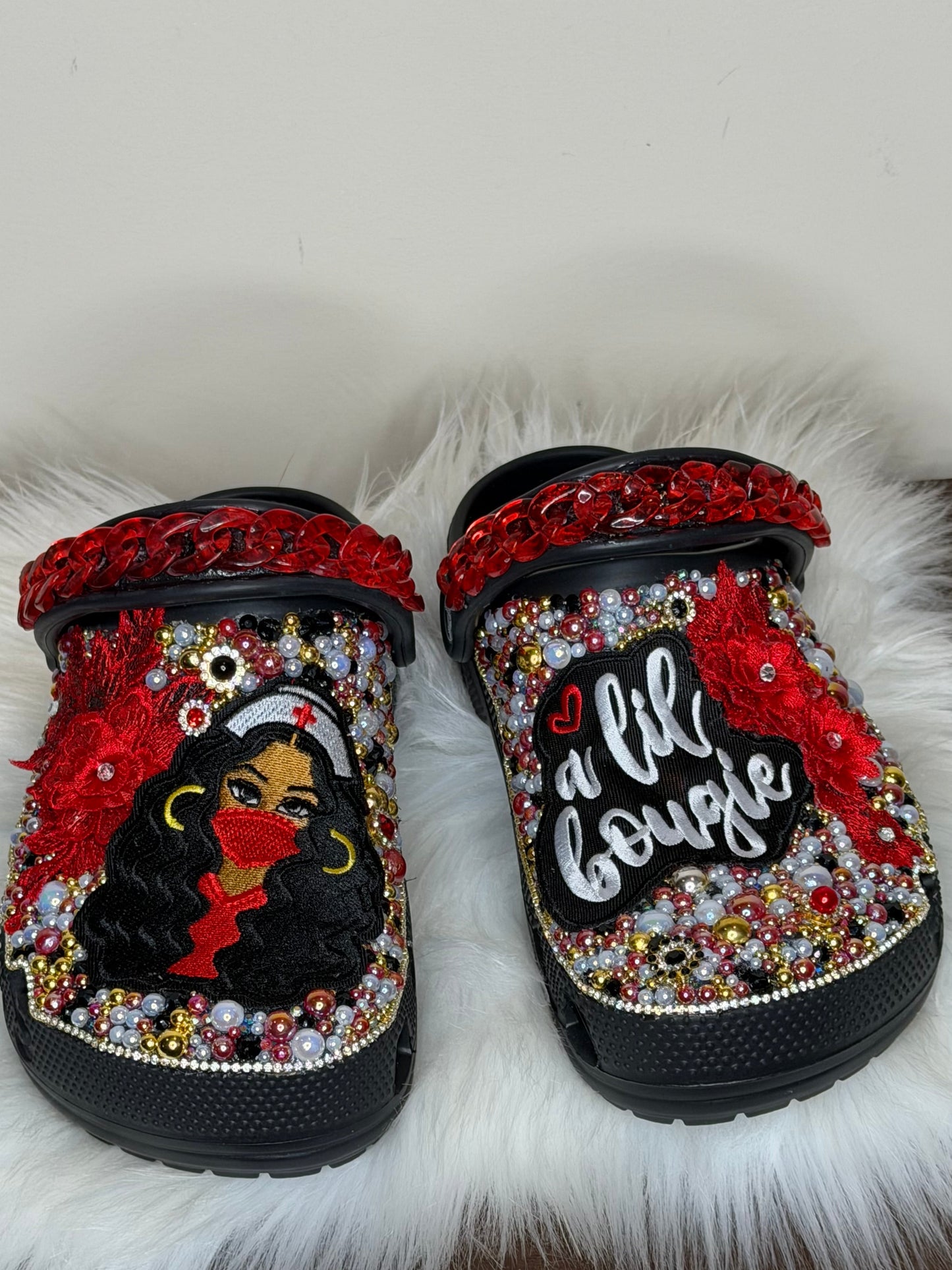 A “BOUGIE NURSE” 3D FLOWER CUSTOM CROCS