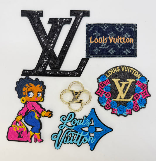 6PC “LV” FUCHSIA LADY PATCH/BROOCH SET