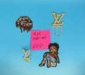 4PC DESIGNER INSPIRED “LV” DRIP PATCH SET, BETTY BOOP,LIPS, ONE CHARM…E110