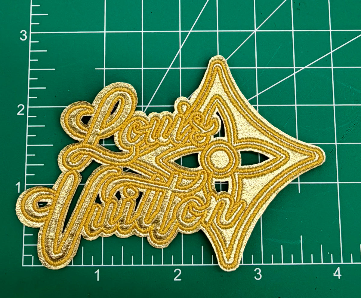 6PC “LV” BLACK/GOLD IRON-ON PATCH SET