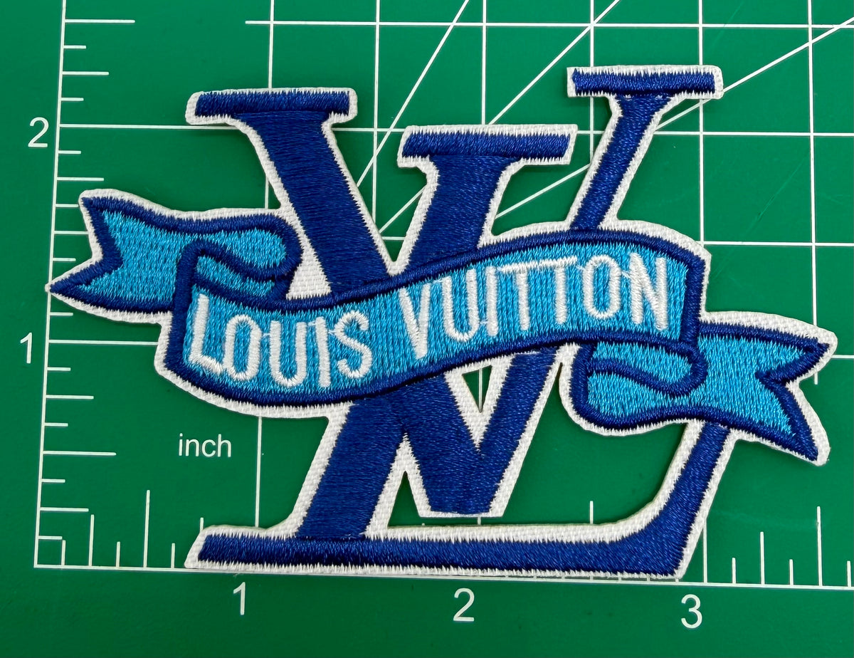 5PC DESIGNER “LV” LOGO DENIM FABRIC/PATCH/BROOCH SET