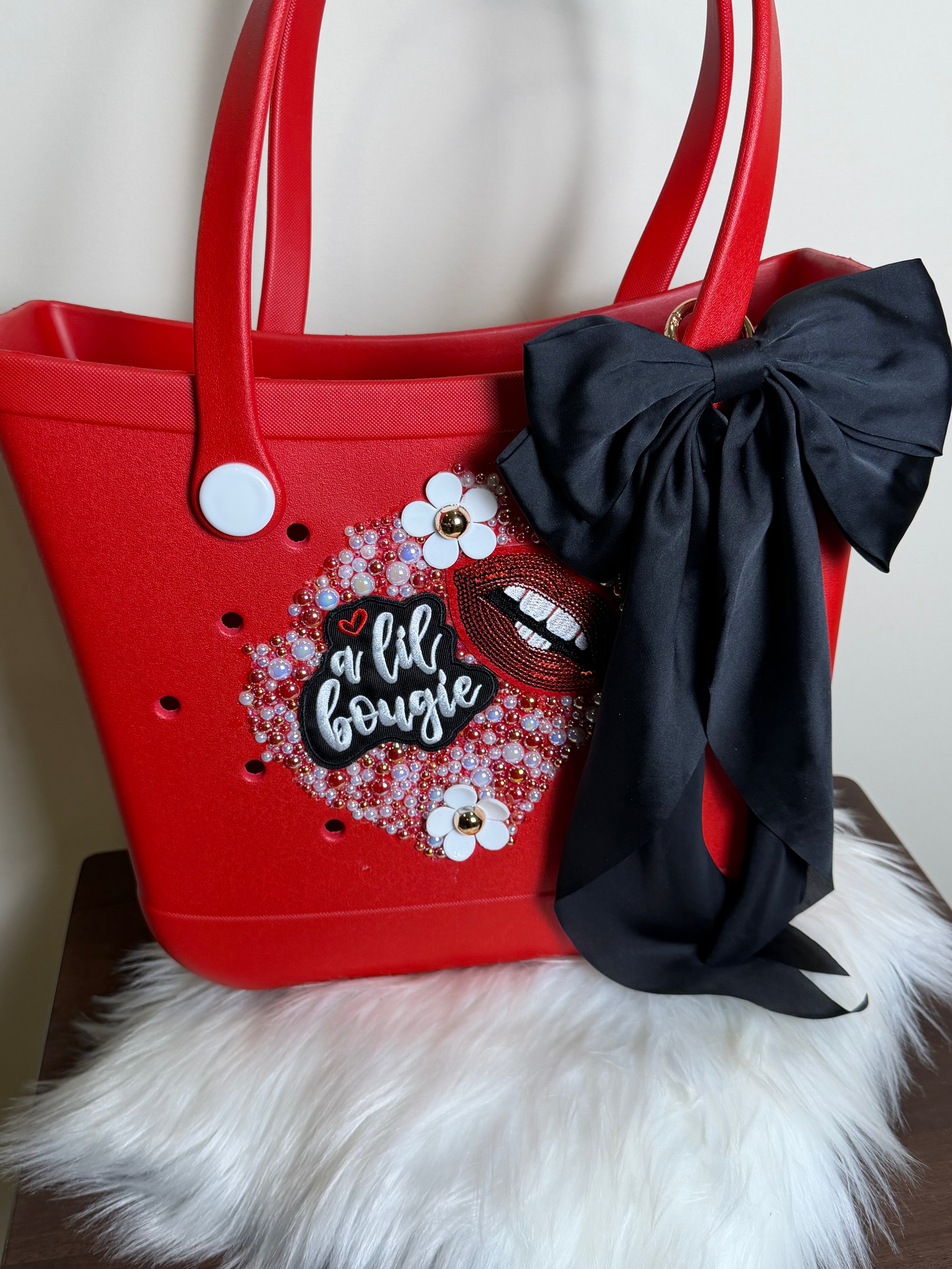 RED CUSTOM LIKE BOGG BAG TOTE