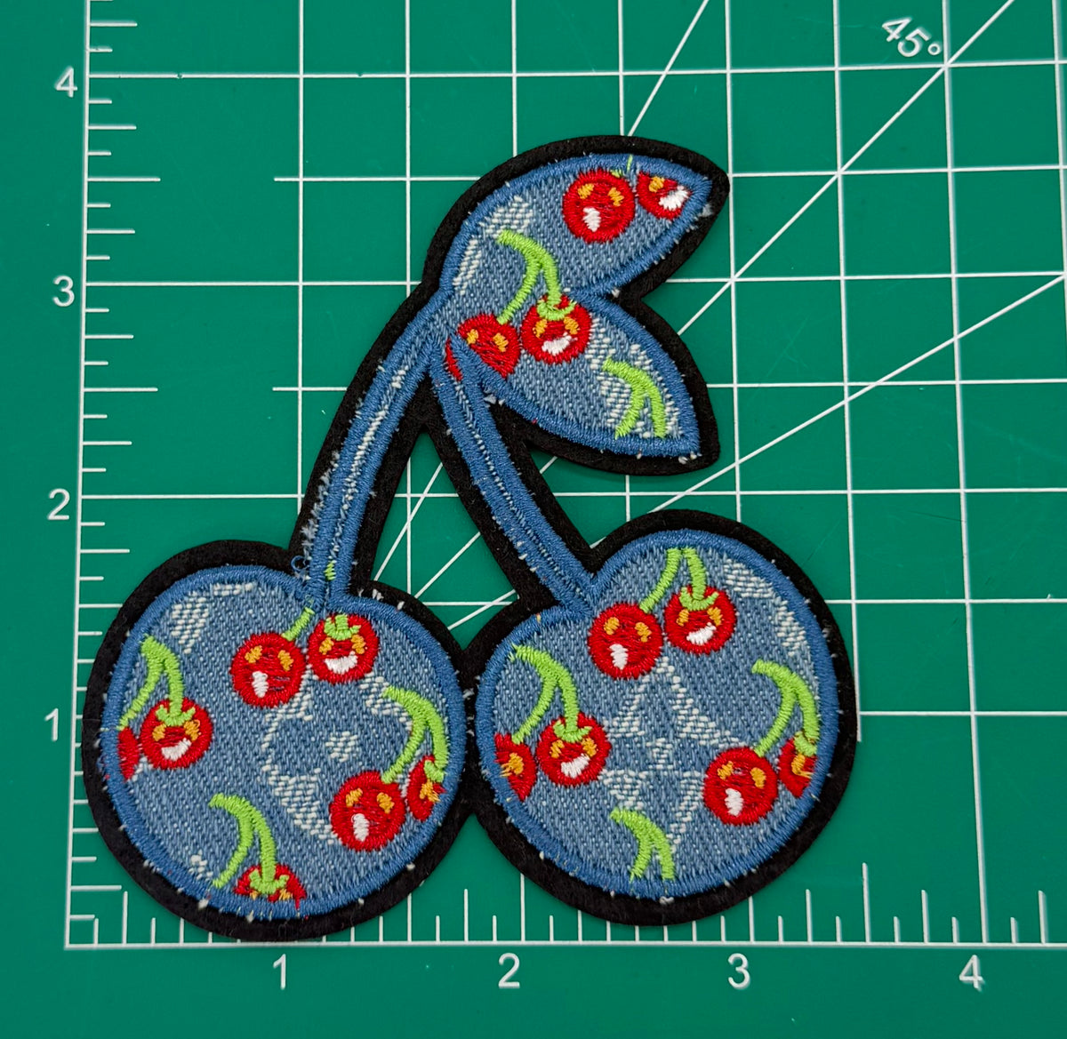 NEW 5PC “LV” DENIM/CHERRY PATCH SET