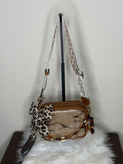 BROWN CLEAR CROSSBODY BAG