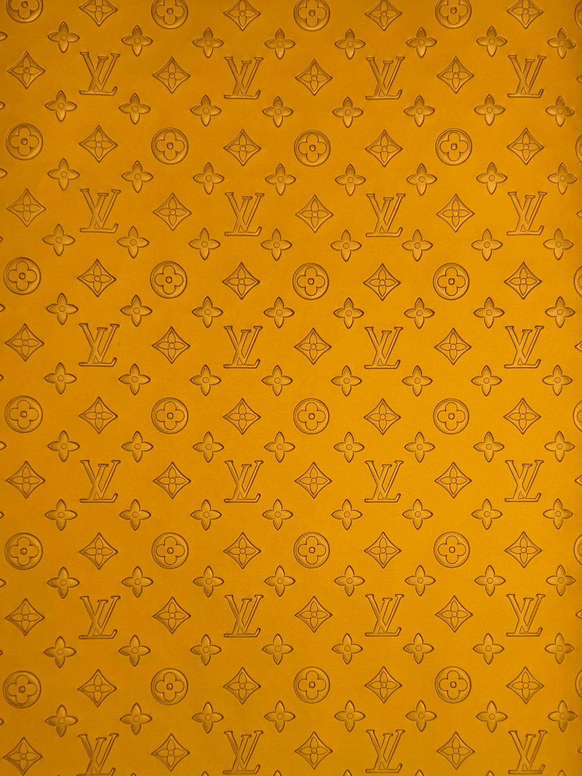 “LV” Marigold Monogram THIN Faux Leather Fabric Piece