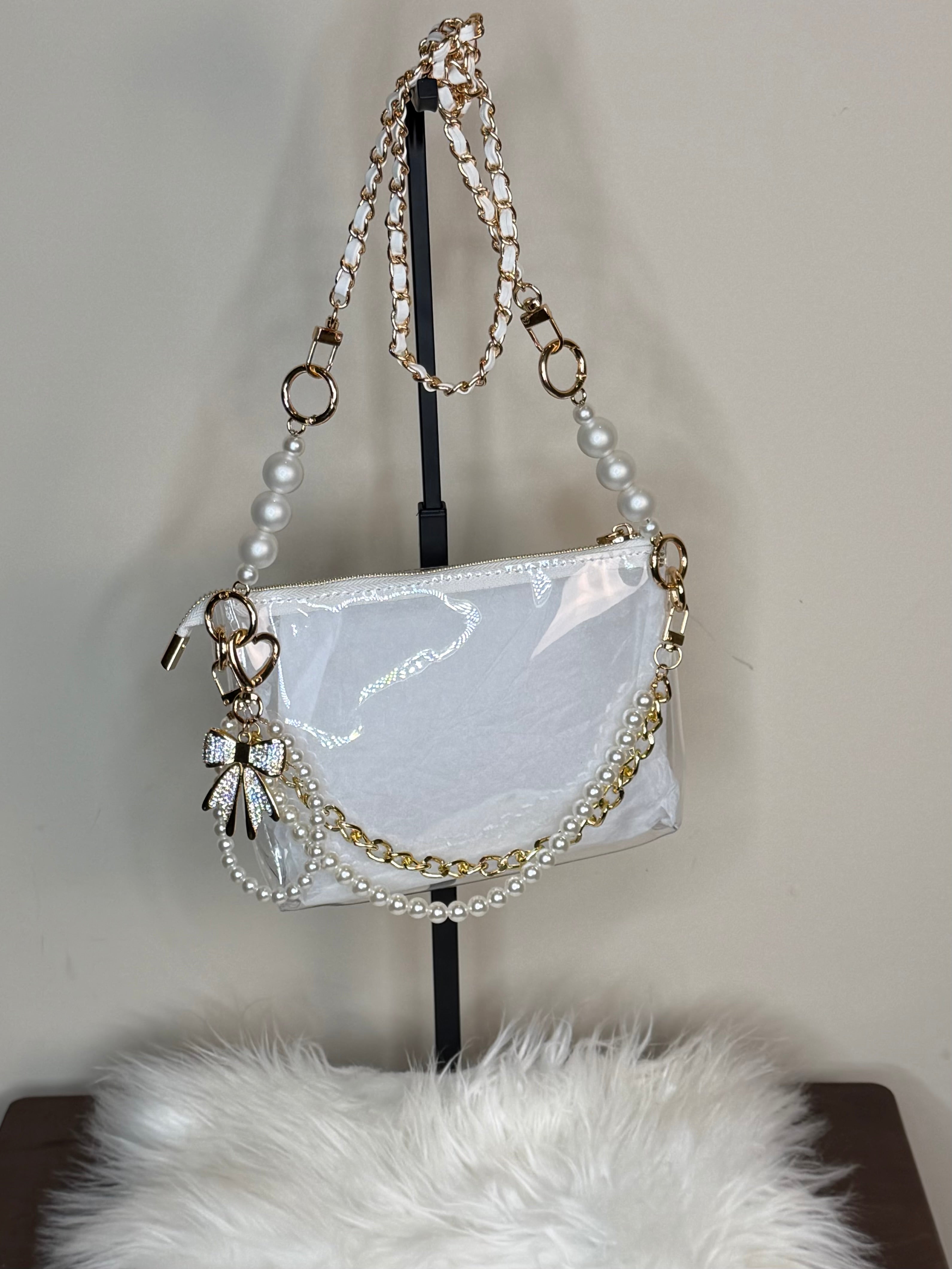WHITE CLEAR CROSSBODY BAG