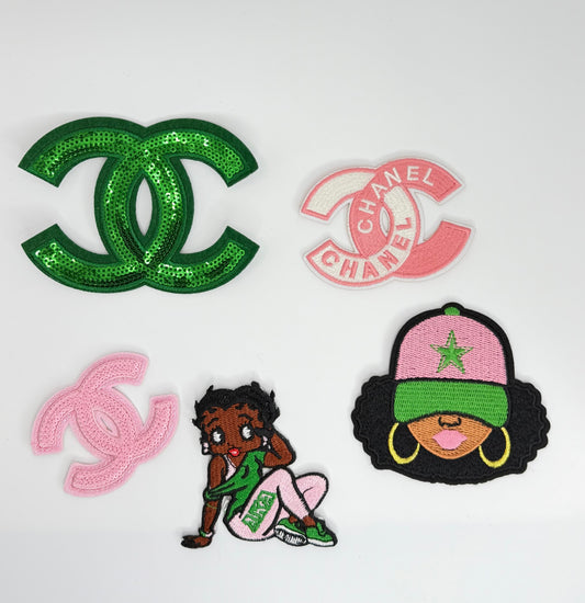 “AKA” “CHANEL”5PC IRON ON PATCH SET
