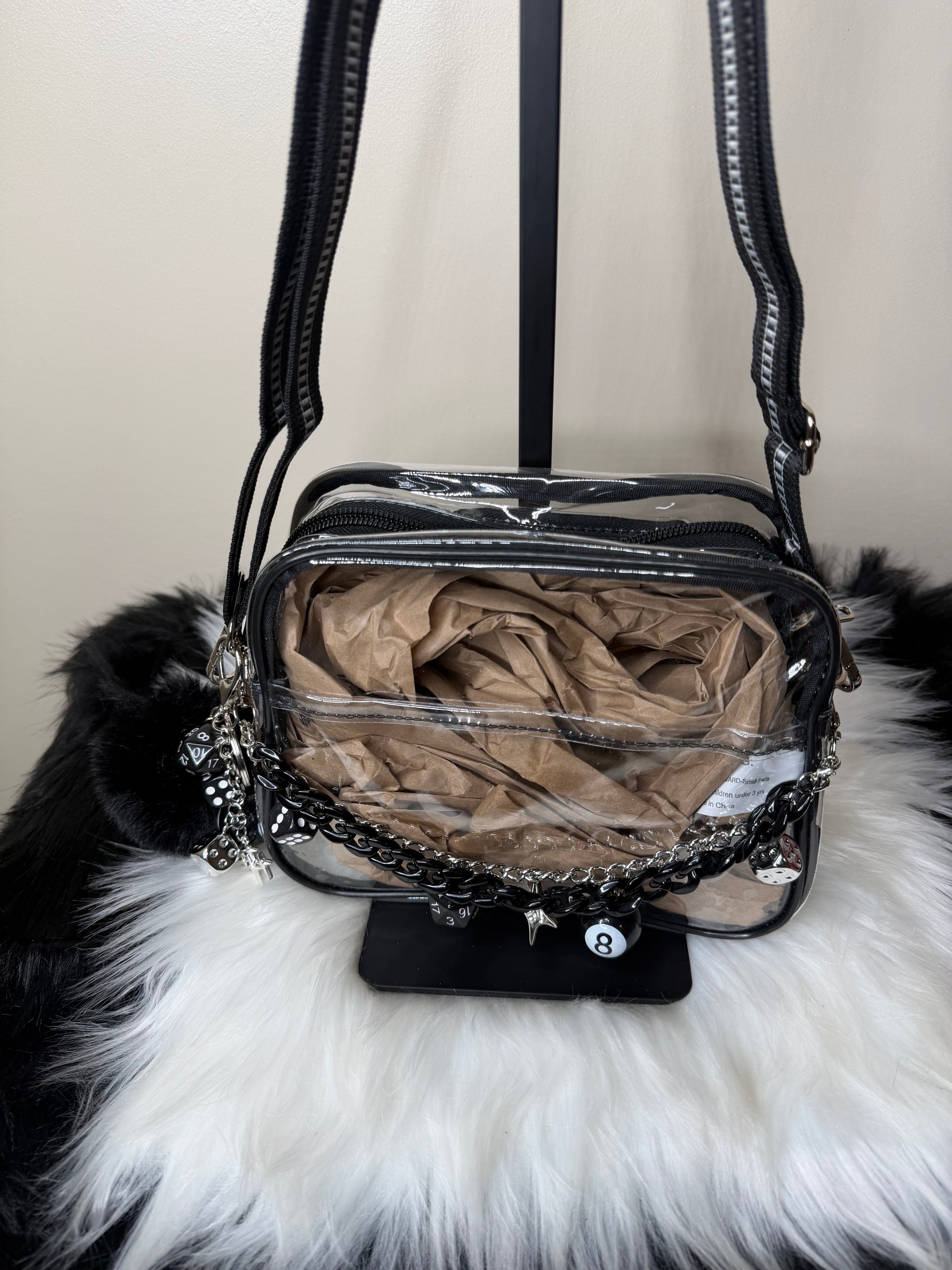 CLEAR CROSSBODY BLACK/SILVER