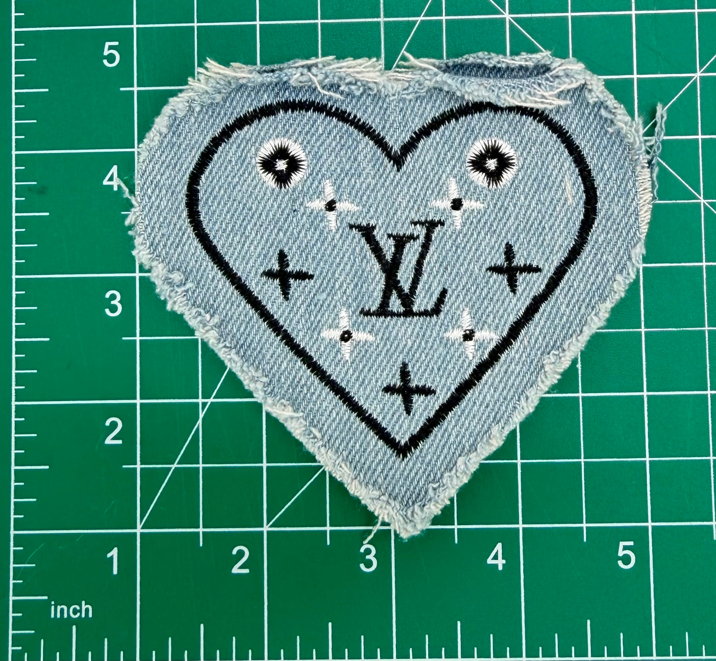 4PC DESIGNER “LV” BLUE JEAN PATCH SET