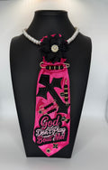 FUCHSIA/BLACK “GOD DON’T PLAY” TIE NECKLACE