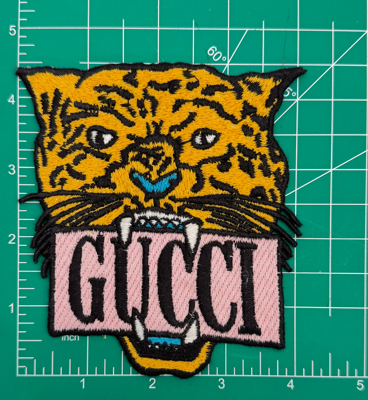 4PC PINK LEOPARD “GUCCI” IRON-ON PATCH SET