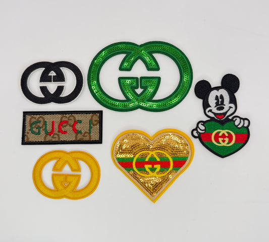 6PC MICKEY “GUCCI” GREEN PATCH SET
