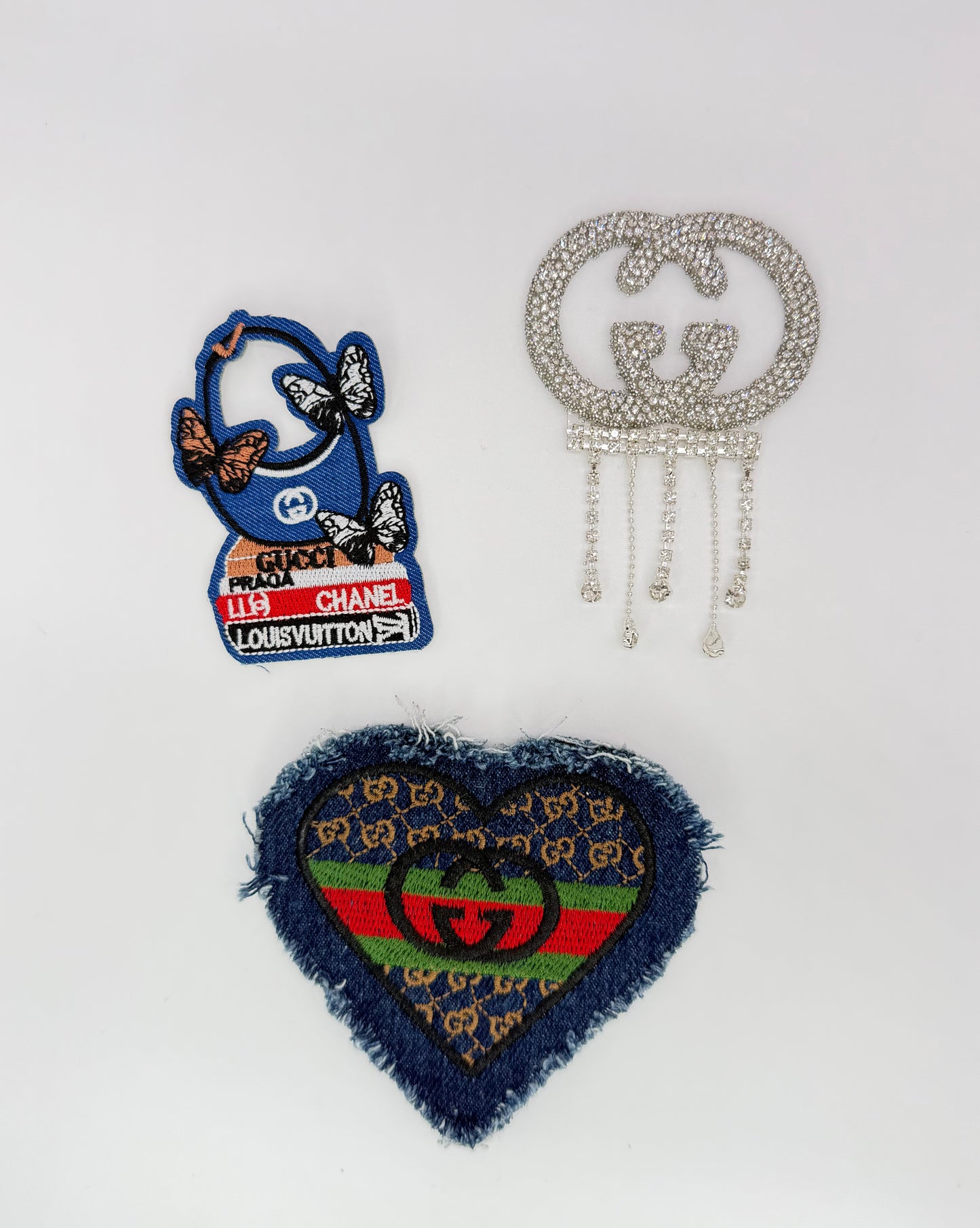 4PC DESIGNER “GUCCI” FABRIC/PATCH/CHARM SET