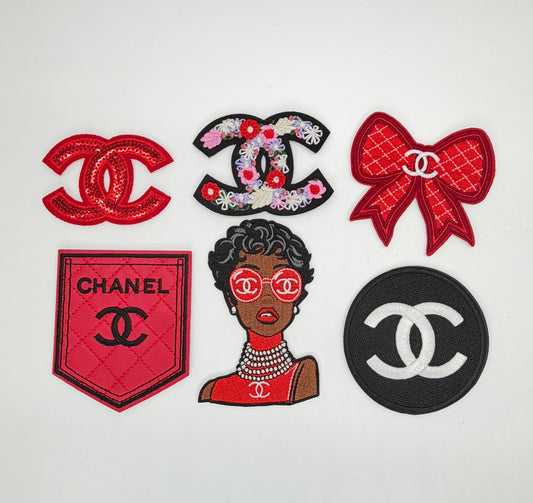RED/BLK/WHT “CHANEL” 6PC PATCH SET