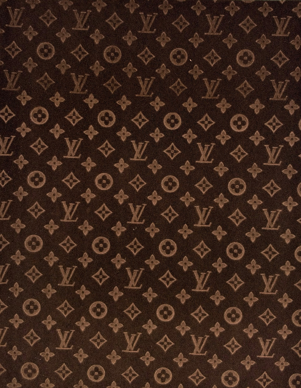 CHOCOLATE VELVET SUEDE “LV” FABRIC SHEET