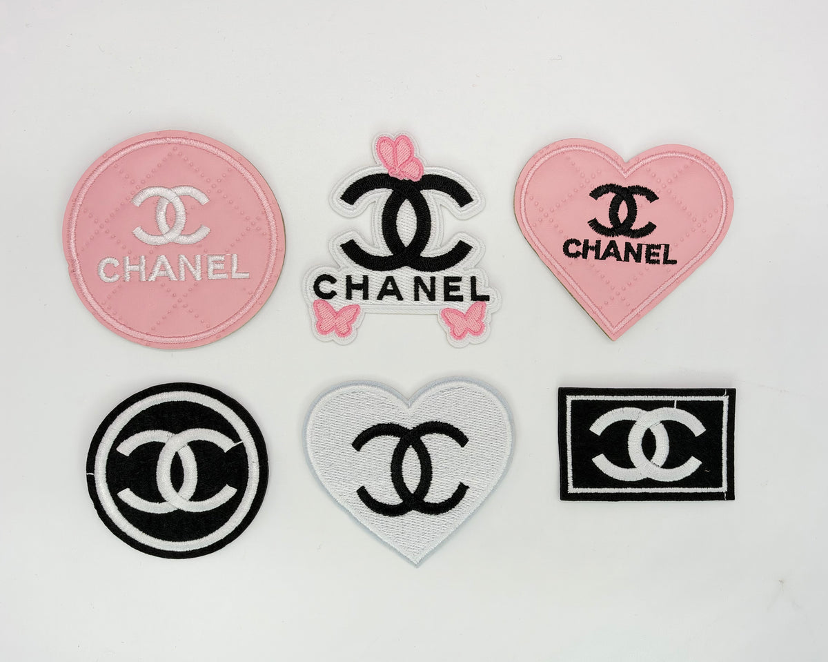 6PC “CHANEL” PNK/BLK PATCH SET
