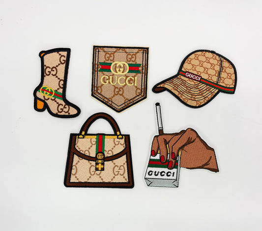 NEW 5PC “GUCCI” TAN PATCH SET: