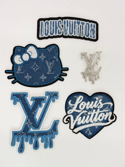 5PC “LV” HELLO KITTY DENIM PATCH/BROOCH SET