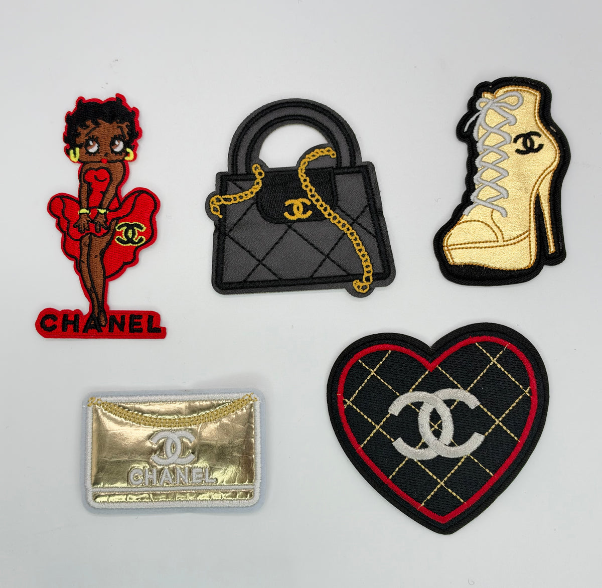 5PC “Chanel” RED/BLK/GLD PATCH SET
