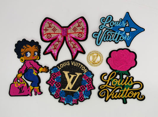 6PC “LV” FUCHSIA BETTY BOOP PATCH/CHARM SET