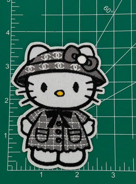 5PC HELLO KITTY GRY/BLK IRON-ON PATCH SET