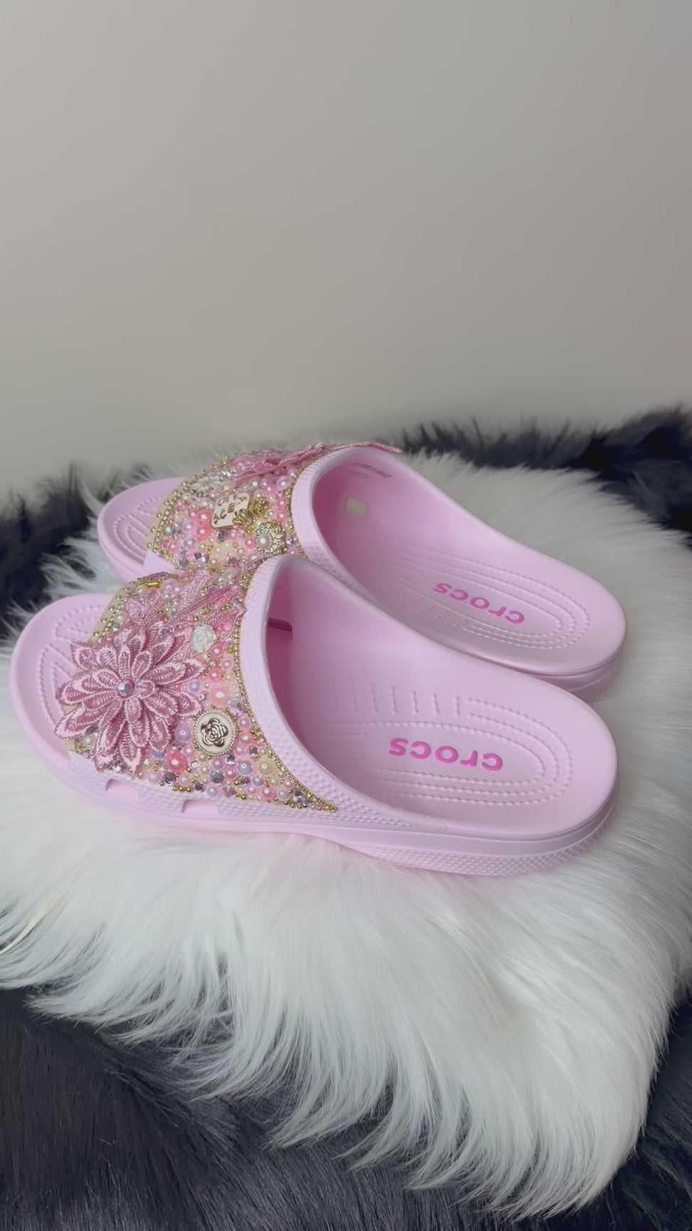 STRAWBERRIES & CREAM 3D FLOWERS CUSTOM CROCS