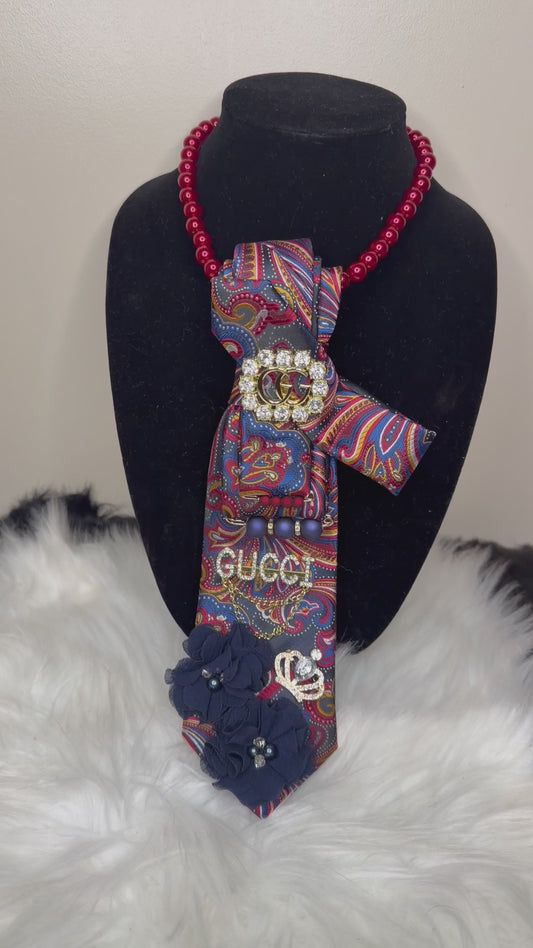 BURGUNDY/NAVY “GUCCI” INSPIRED TIE