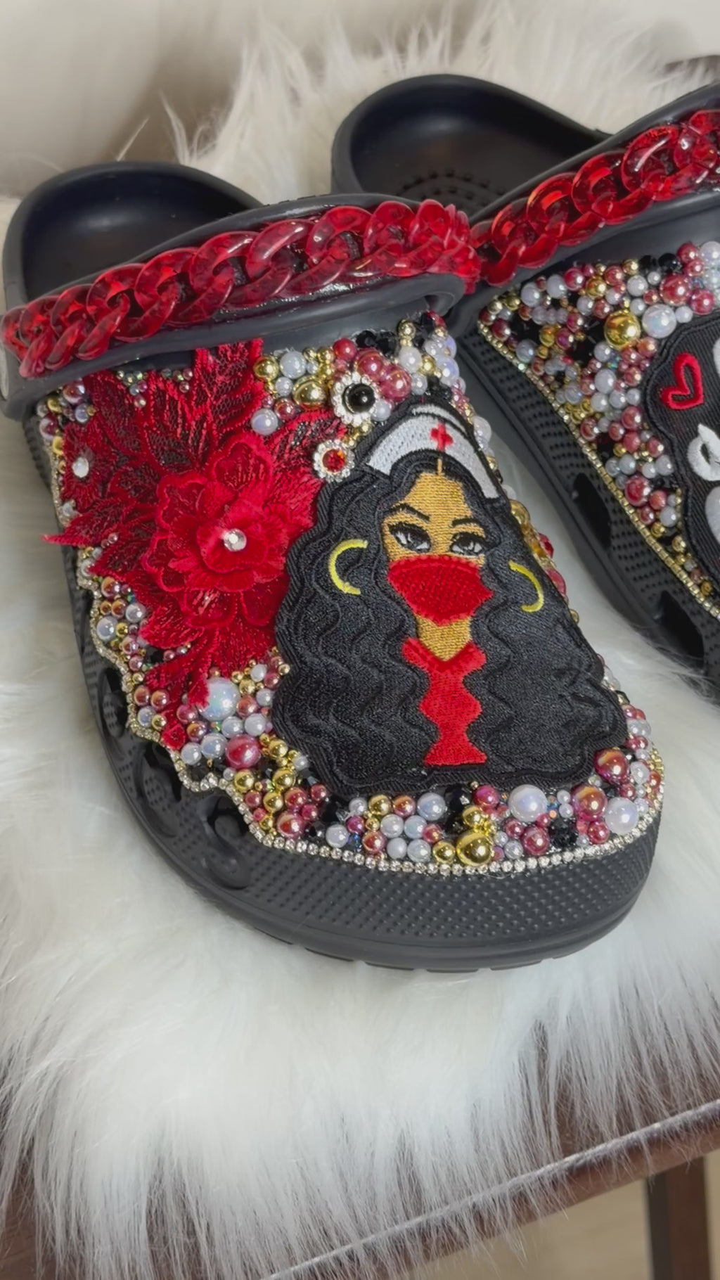 A “BOUGIE NURSE” 3D FLOWER CUSTOM CROCS