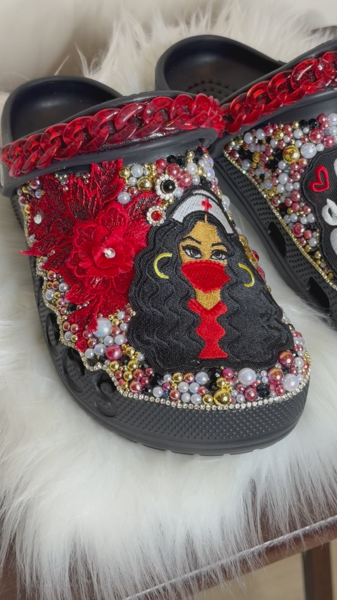 A “BOUGIE NURSE” 3D FLOWER CUSTOM CROCS