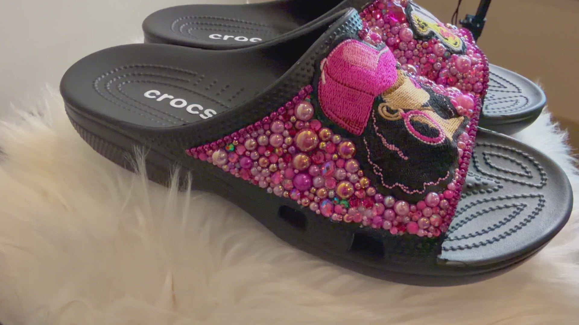 TRENDY CUSTOM PINK CROC SLIDES